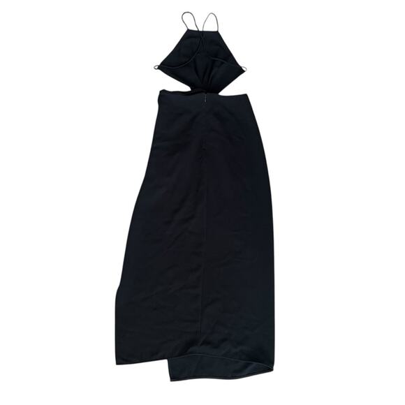 Ronny Kobo Women’s Sero Twist Front Midriff Halter Black Midi Dress Size Medium - Picture 8 of 13